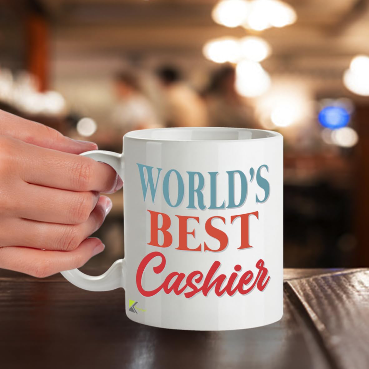 Kruzroyal DZ879 World's Best Cashier Mug 11oz - White Ceramic Cup for Checkout Operator, Shop Assistant - Funny Birthday, Leaving, Thank You Present