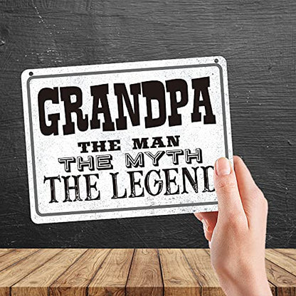 Kruzroyal MP370 GRANDPA,The man,The myth, The legend. Funny Novelty Retro Vintage Metal Wall Sign Plaque 20cm x 15cm