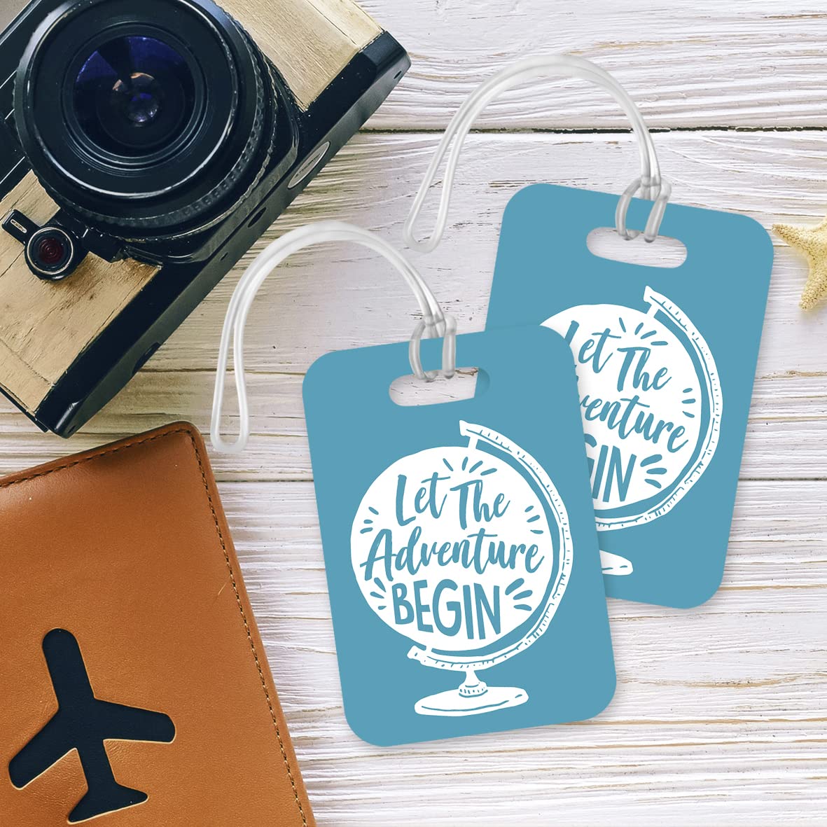 LT080 Let The Adventure Begin Novelty Funny Unique Designer Gift Glossy Plastic Suitcase Luggage Tag