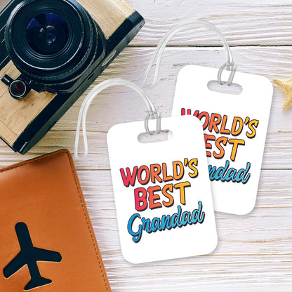 LT425 World's Best Grandad Novelty Funny Unique Designer Gift, Suitcase, Glossy Plastic Luggage Tag for Grandad