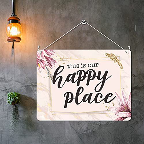 Kruzroyal MP486 This is our happy place Funny Novelty Retro Vintage Metal Wall Sign Plaque 20cm x 15cm