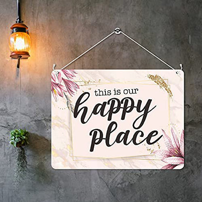 Kruzroyal MP486 This is our happy place Funny Novelty Retro Vintage Metal Wall Sign Plaque 20cm x 15cm