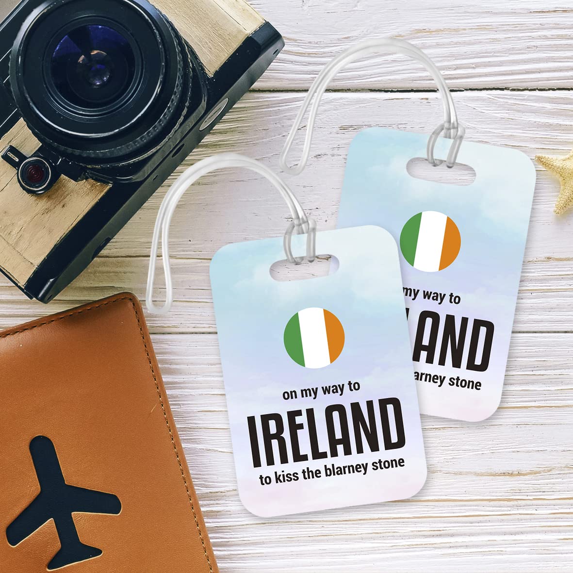 LT086 On My Way to Ireland to kiss The Blarney Stone Novelty Funny Unique Designer Gift Glossy Plastic Suitcase Luggage Tag