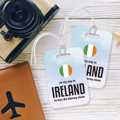 LT086 On My Way to Ireland to kiss The Blarney Stone Novelty Funny Unique Designer Gift Glossy Plastic Suitcase Luggage Tag