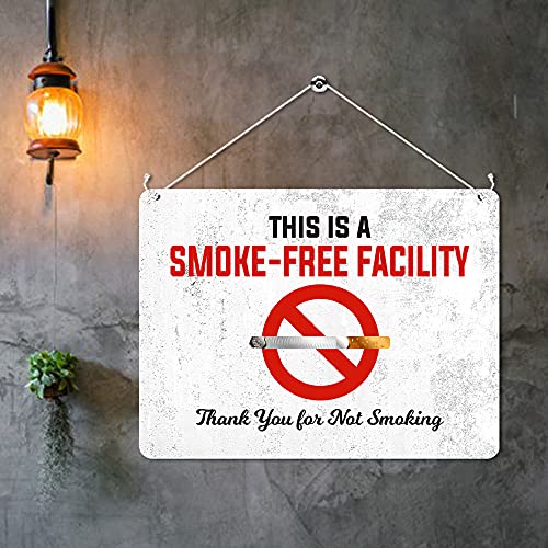 Kruzroyal MP442 This is a smoke-free facility.. Thank you for not smoking Funny Novelty Retro Vintage Metal Wall Sign Plaque 20cm x 15cm