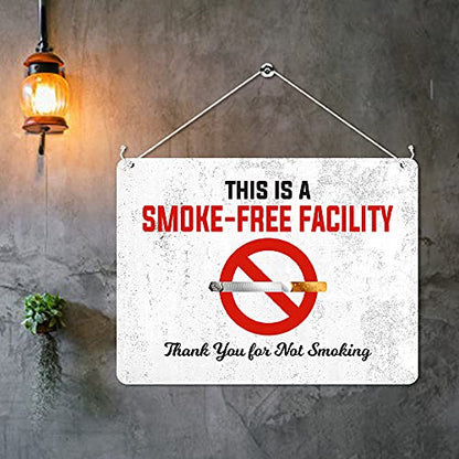 Kruzroyal MP442 This is a smoke-free facility.. Thank you for not smoking Funny Novelty Retro Vintage Metal Wall Sign Plaque 20cm x 15cm