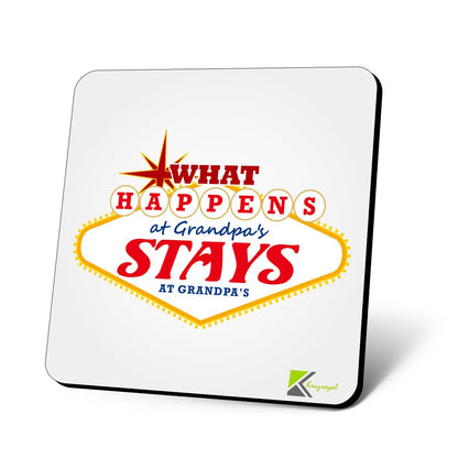 CS684 What Happens at Grandpa's Stays at Grandpa's Novelty Funny Coffee Tea Drink Gift Glossy MDF Wooden Coaster