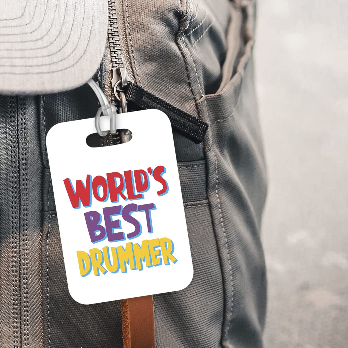 LT420 World's Best Drummer Novelty Funny Unique Designer Gift, Suitcase, Glossy Plastic Luggage Tag for Drummer