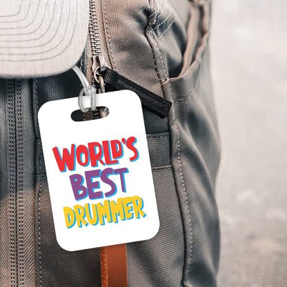 LT420 World's Best Drummer Novelty Funny Unique Designer Gift, Suitcase, Glossy Plastic Luggage Tag for Drummer