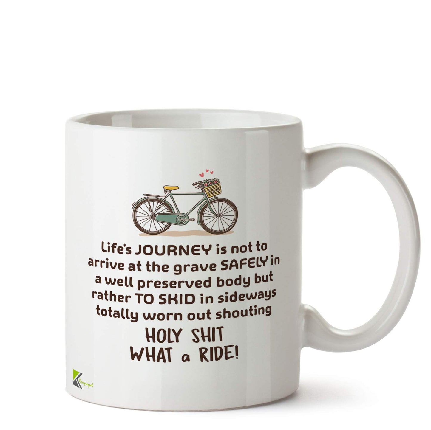 Kruzroyal Life's Journey Funny Mug | What A Ride Adventure Quote Ceramic Coffee Tea Cup Gift for Adventurer, Biker, Free Spirit