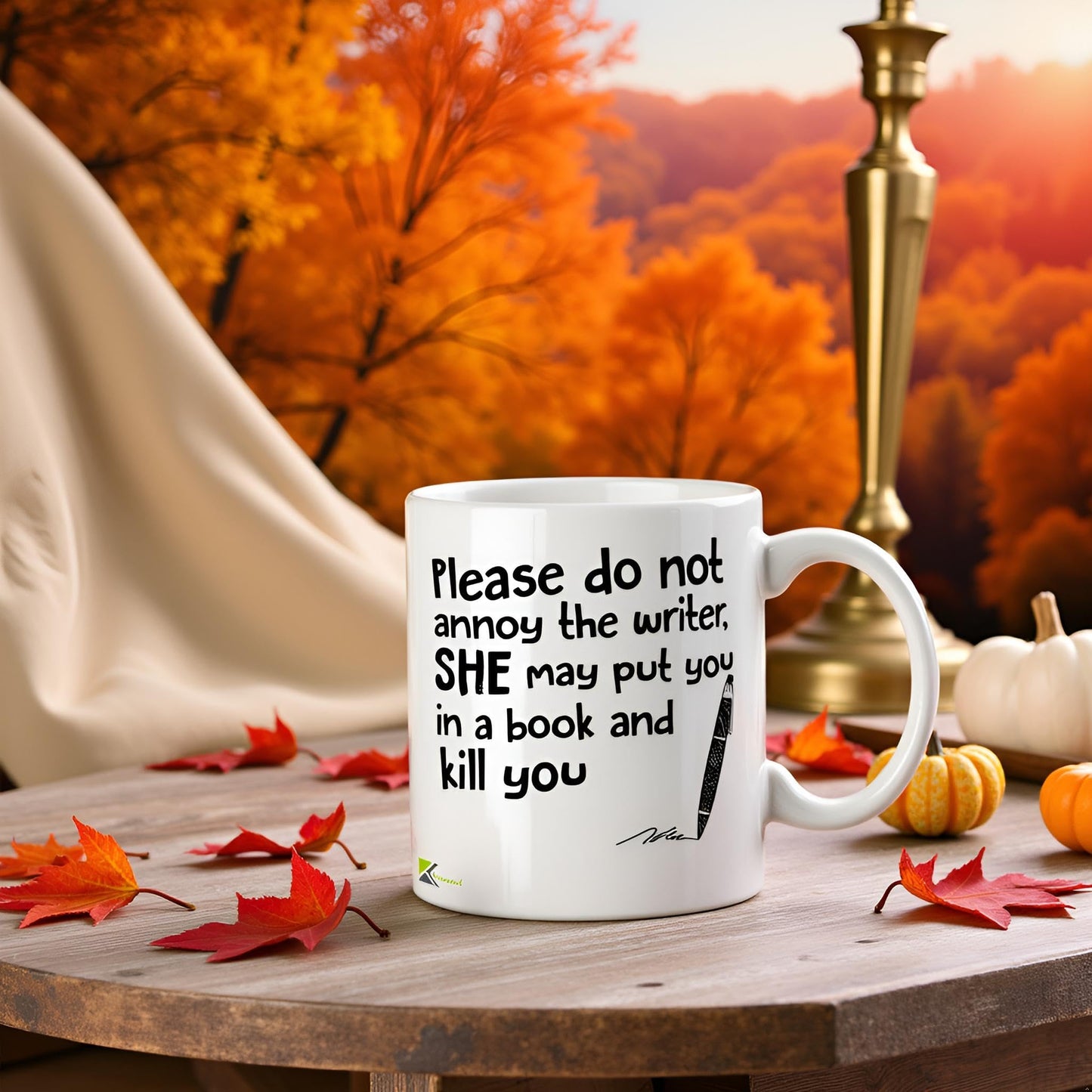 Kruzroyal Do Not Annoy Writer Mug | Funny Book Author Gift Ceramic Coffee Tea Cup for Novelist, Editor, Friend | She May Put You in a Book