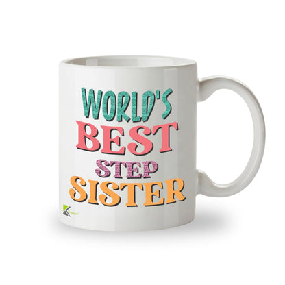 Kruzroyal DZ818 World's Best Step Sister Mug 11oz - White Ceramic Coffee & Tea Cup for Stepsister, Bonus Sister - Ideal Birthday or Holiday Present for Her
