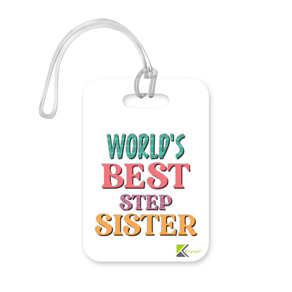 LT418 World's Best Step Sister Novelty Funny Unique Designer Gift, Suitcase, Glossy Plastic Luggage Tag for Step Sister