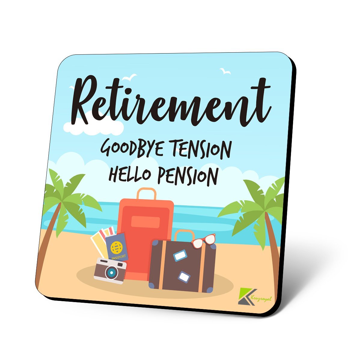 CS1027 Retirement Goodbye Tension Hello Pension Novelty Funny Coffee Tea Drink Christmas Gift Glossy MDF Wooden Coaster