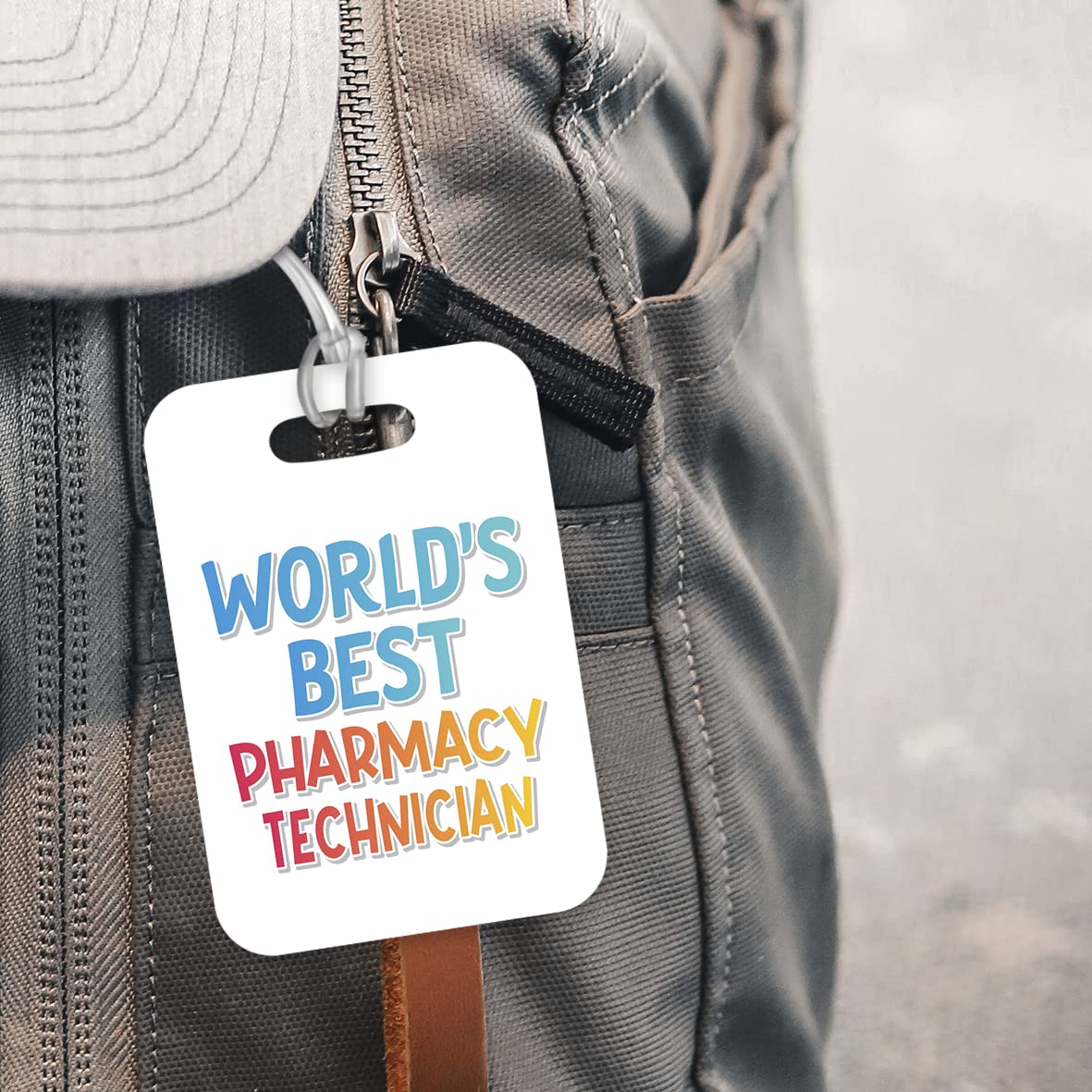 LT475 World's Best Pharmacy Technician Novelty Funny Unique Designer Gift, Suitcase, Glossy Plastic Luggage Tag for Pharmacy Technician
