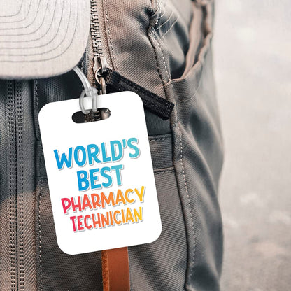 LT475 World's Best Pharmacy Technician Novelty Funny Unique Designer Gift, Suitcase, Glossy Plastic Luggage Tag for Pharmacy Technician