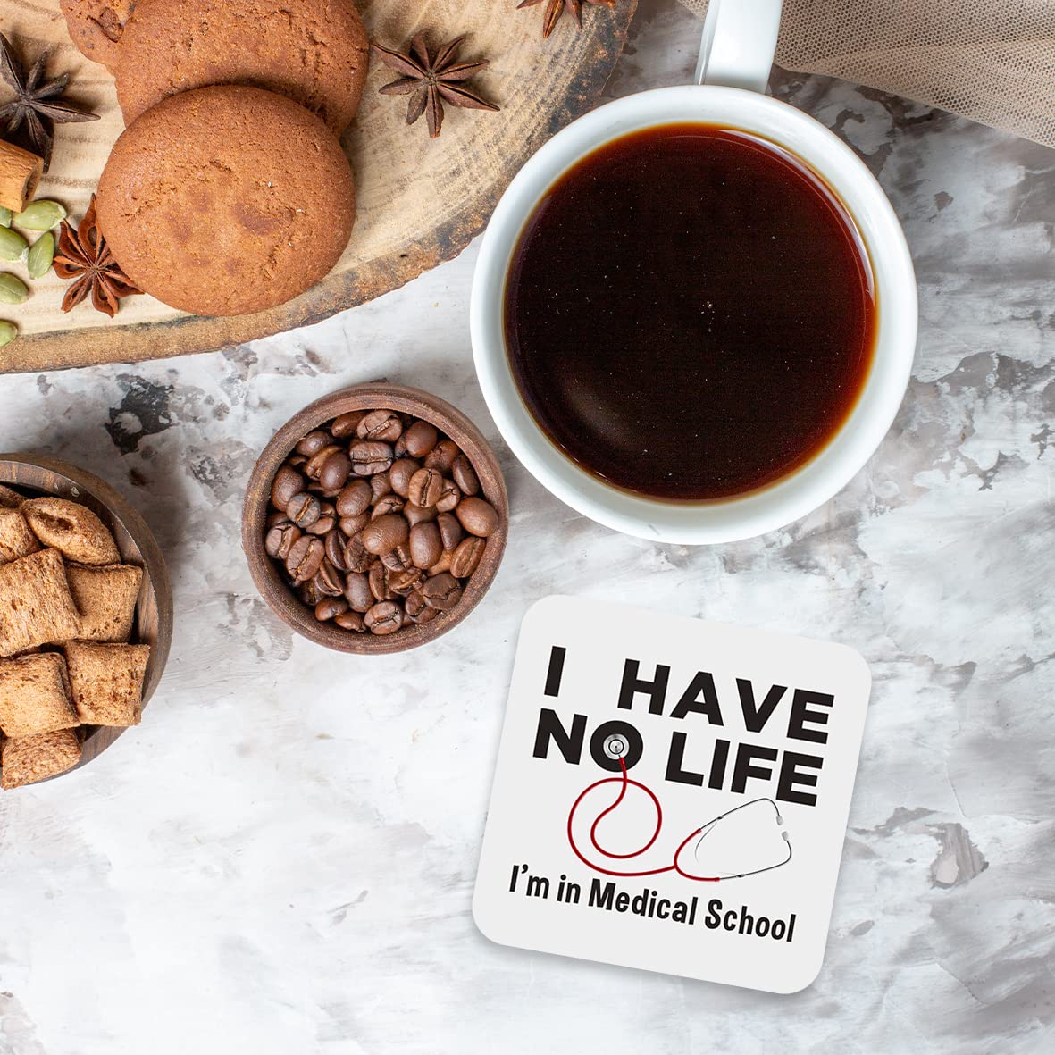 CS668 I Have no Life, I'm in Medical School Novelty Funny Coffee Tea Drink Gift Glossy MDF Wooden Coaster