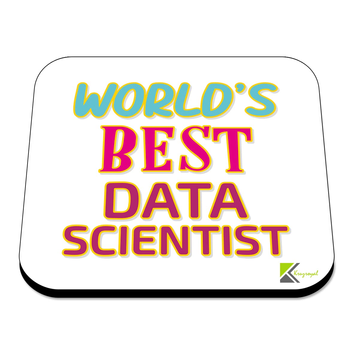 WB091 World's Best Data Scientist MDF Wooden Coaster by Kruzroyal | Gift for Data Scientist | Unique Novelty Present | 9cm x 9cm | Coffee Tea MDF Wooden Coaster