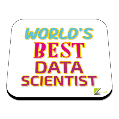WB091 World's Best Data Scientist MDF Wooden Coaster by Kruzroyal | Gift for Data Scientist | Unique Novelty Present | 9cm x 9cm | Coffee Tea MDF Wooden Coaster