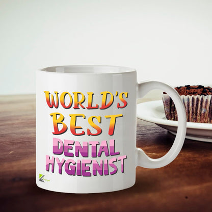 Kruzroyal DZ866 World's Best Dental Hygienist Mug 11oz - White Ceramic Cup for Dental Nurse, Therapist - Funny Thank You, Birthday, Graduation Present