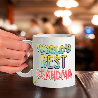 Kruzroyal DZ824 World's Best Grandma Mug 11oz - White Ceramic Coffee & Tea Cup for Nan, Nanny - Ideal Birthday or Mother's Day Present for Her