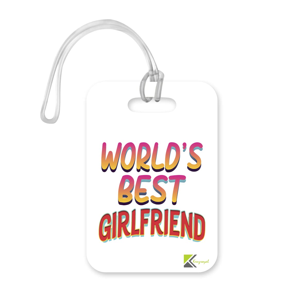 LT436 World's Best Girlfriend Novelty Funny Unique Designer Gift, Suitcase, Glossy Plastic Luggage Tag for Girlfriend