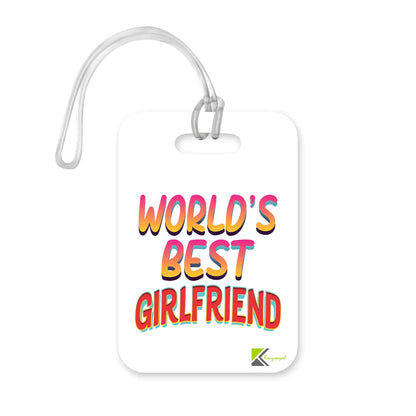 LT436 World's Best Girlfriend Novelty Funny Unique Designer Gift, Suitcase, Glossy Plastic Luggage Tag for Girlfriend