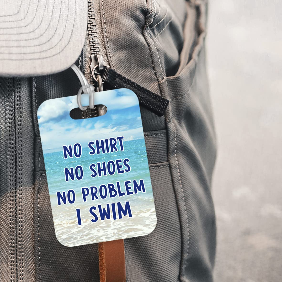 LT063 No Shirt No Shoes No Problem I Swim Novelty Funny Unique Designer Gift Glossy Plastic Suitcase Luggage Tag