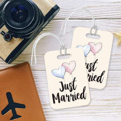 LT025 Just Married Novelty Funny Unique Designer Gift Glossy Plastic Suitcase Luggage Tag