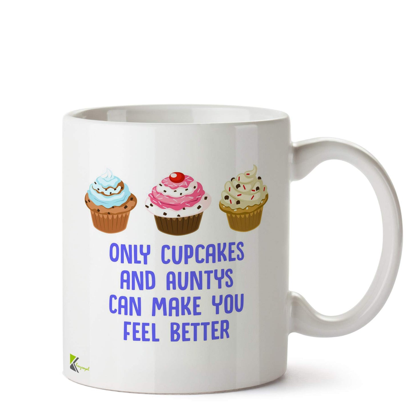 Kruzroyal Only Cupcakes and Auntys Mug | Funny Auntie Gift Ceramic Coffee Tea Cup for Aunt, Sister, Friend, Niece Nephew