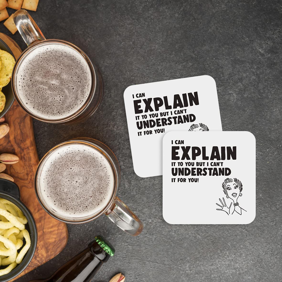 CS674 I can Explain it to You but i Can't Understand it for You! Novelty Funny Coffee Tea Drink Gift Glossy MDF Wooden Coaster