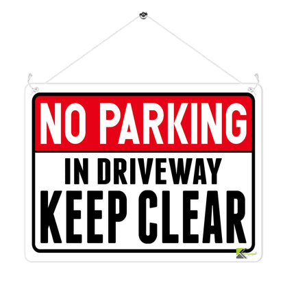 Kruzroyal MP357 NO PARKING, In driveway keep clear. Funny Novelty Retro Vintage Metal Wall Sign Plaque 20cm x 15cm