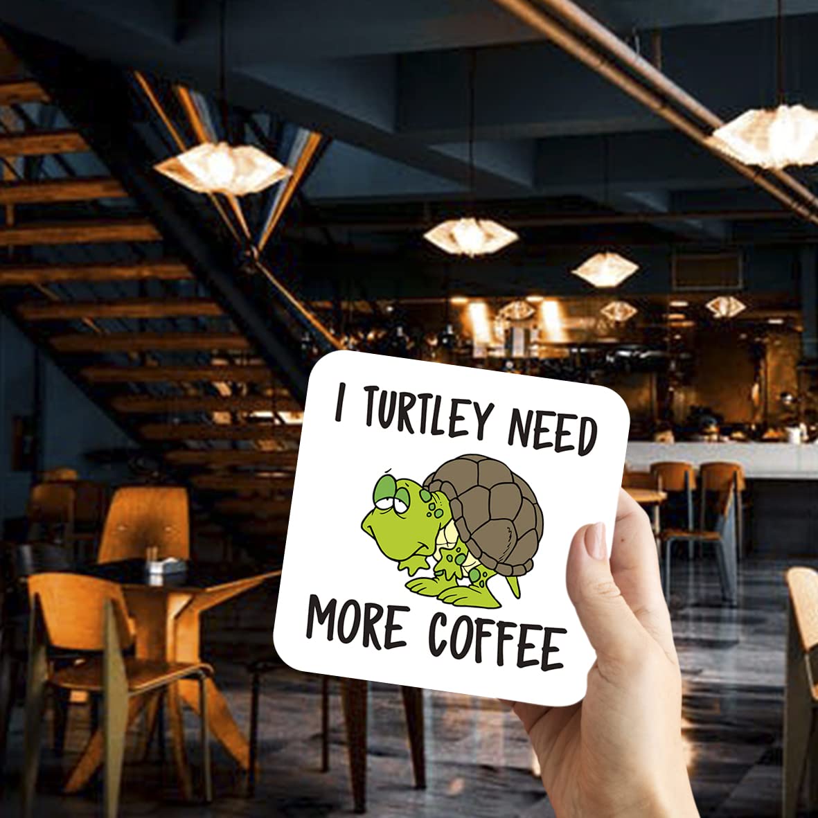 CS705 I Turtley Need More Coffee Novelty Funny Coffee Tea Drink Gift Glossy MDF Wooden Coaster
