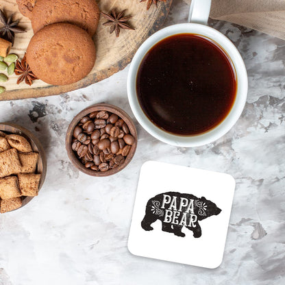 CS401 Papa Bear Novelty Funny Coffee Tea Drink Gift Glossy MDF Wooden Coaster