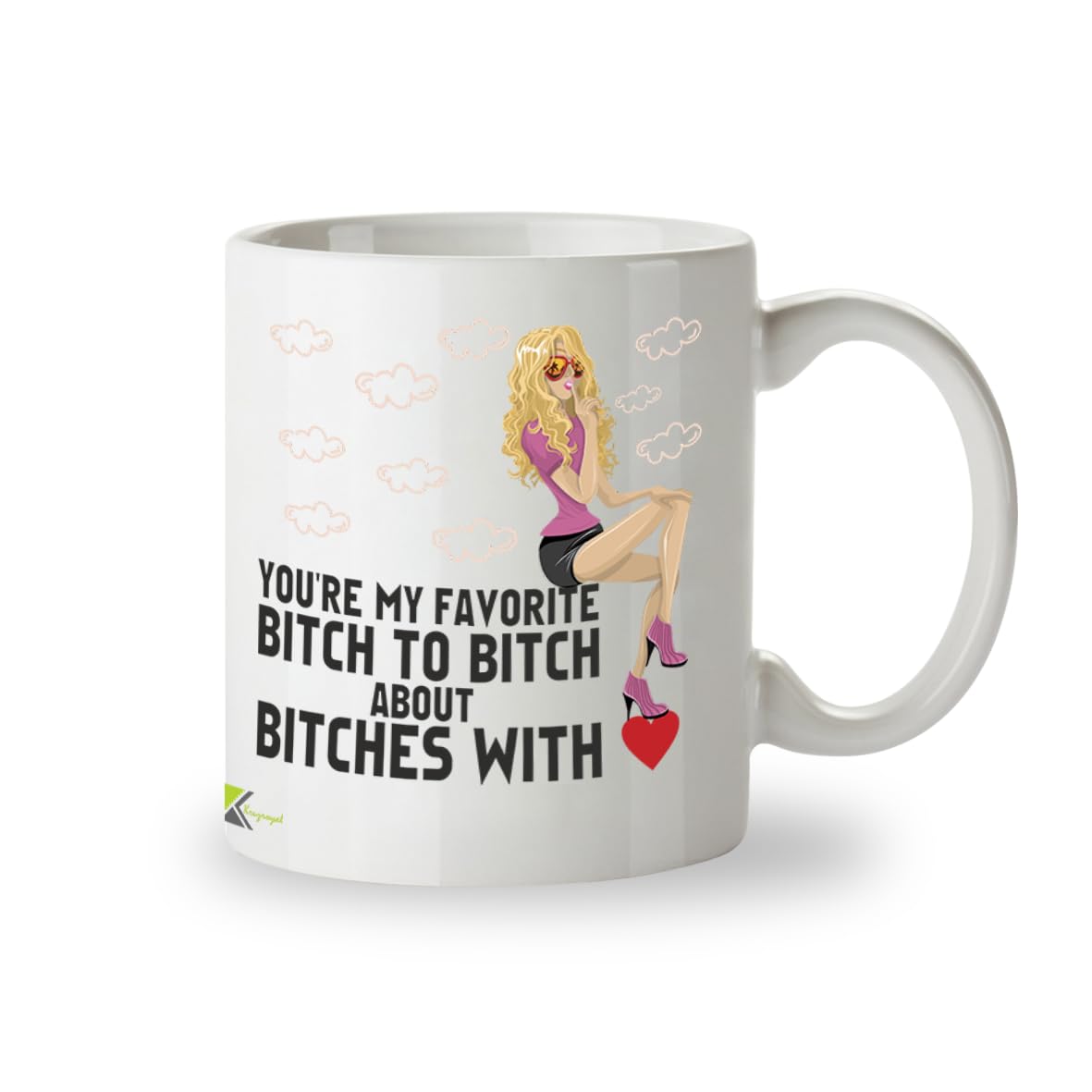 Kruzroyal Funny Best Friend Mug, You're My Favourite Bitch to Bitch About Bitches with Gossip, Novelty Gift for Work Bestie, Sister or BFF, White Ceramic Coffee Cup, 11 oz
