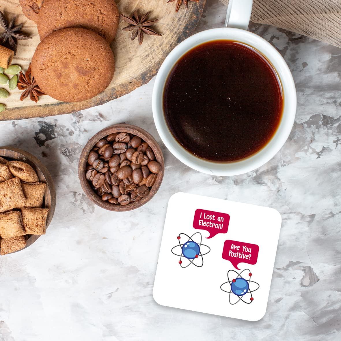 CS477 I Lost an Electron! are You Positive? Novelty Funny Coffee Tea Drink Gift Glossy MDF Wooden Coaster