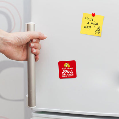FM007 I'm not always a bi*ch, just kidding go fuc* yourself Novelty Funny Idea Glossy Metal Square Fridge Magnet