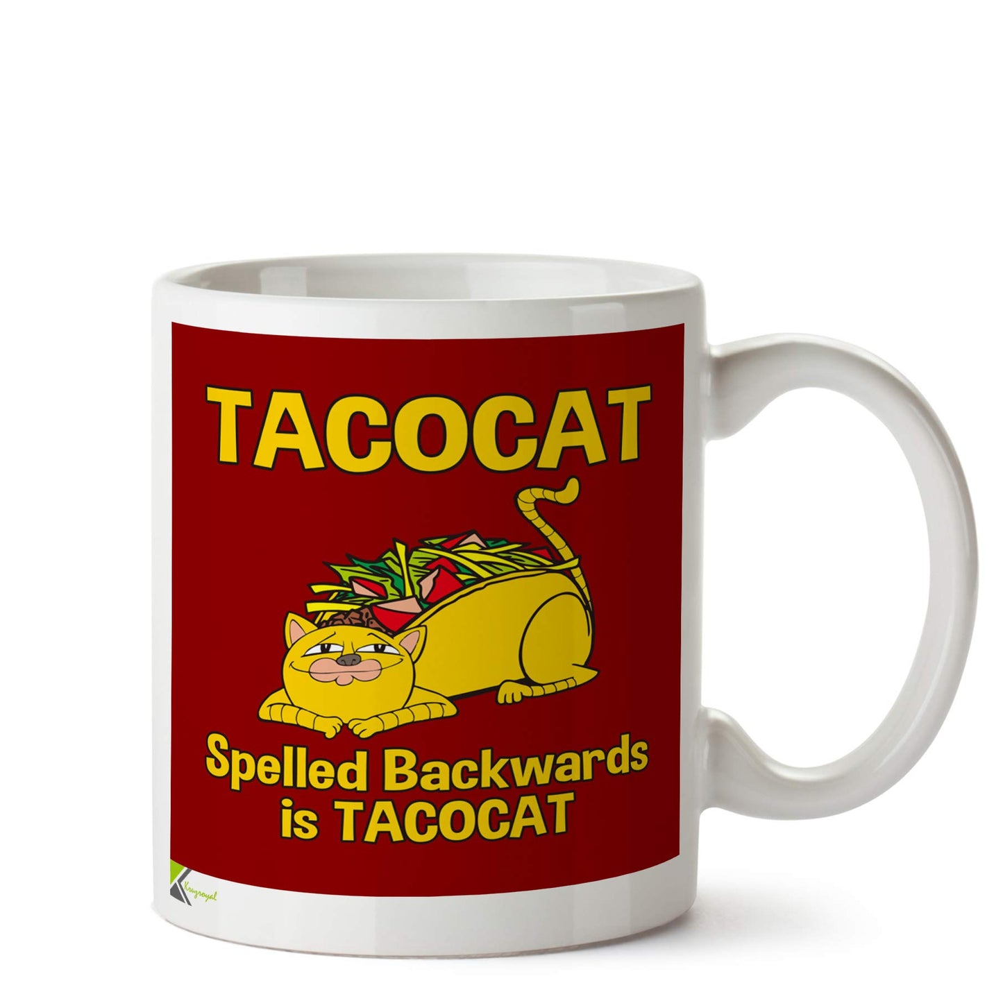 Kruzroyal DZ600 Tacocat : Spelled Backwards is Tacocat Funny Novelty Great Gift Idea Coffee Tea Ceramic Mug