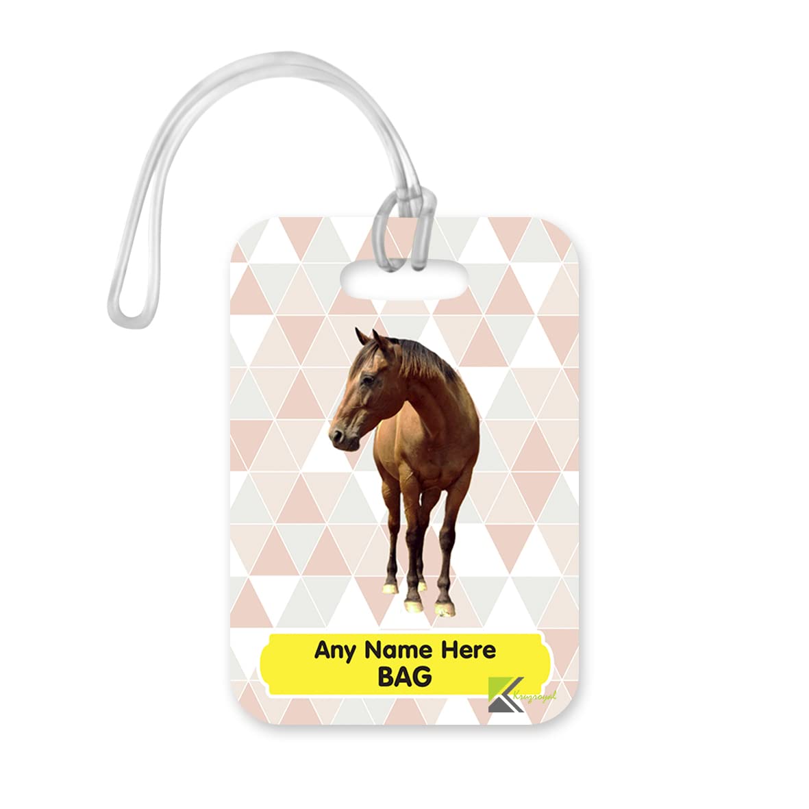 PLT251 Personalised Name's Bag with Horse Image Novelty Funny Unique Designer Gift Glossy Plastic Suitcase Luggage Tag