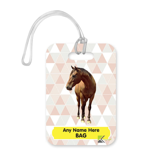 PLT251 Personalised Name's Bag with Horse Image Novelty Funny Unique Designer Gift Glossy Plastic Suitcase Luggage Tag