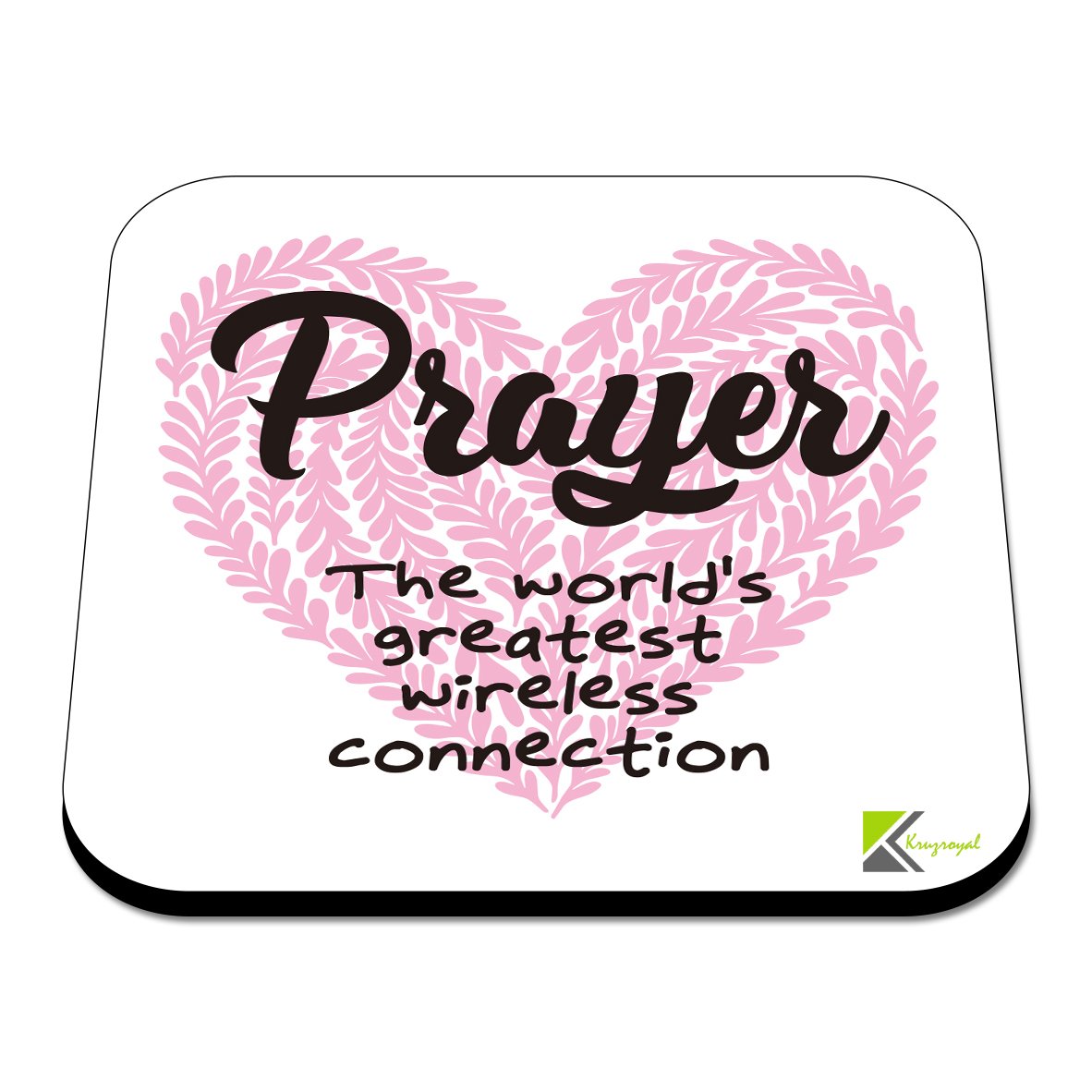 CS416 Prayer: The World's Greatest Wireless Connection Novelty Funny Coffee Tea Drink Gift Glossy MDF Wooden Coaster