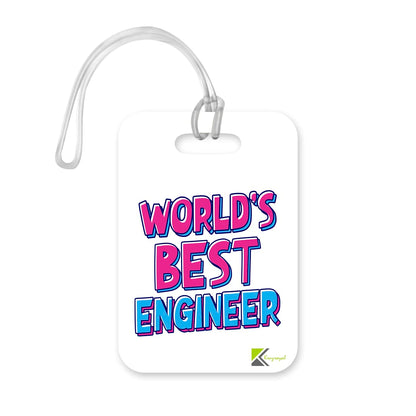 LT402 World's Best Engineer Novelty Funny Unique Designer Gift, Suitcase, Glossy Plastic Luggage Tag for Engineer