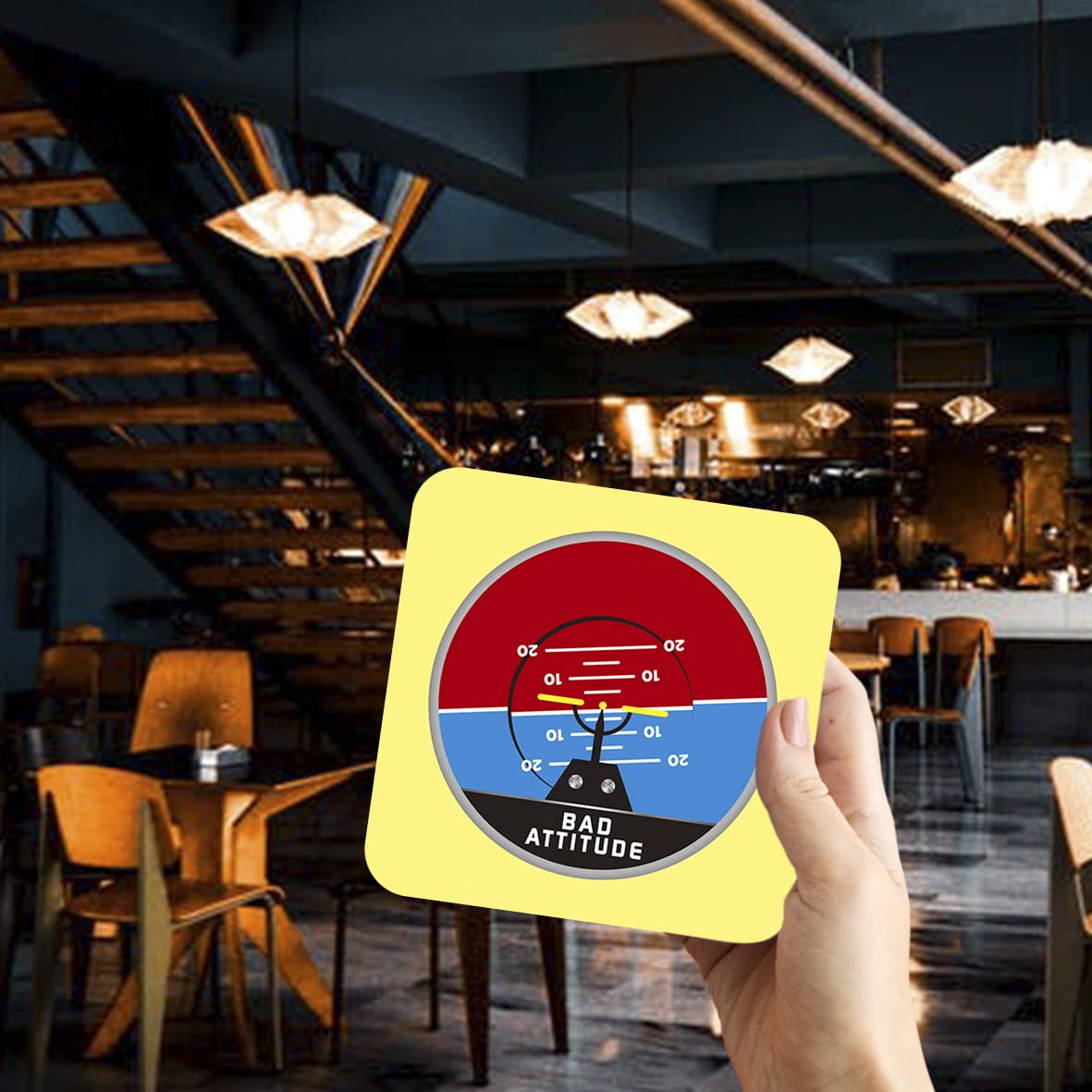 CS699 Bad Attitude Novelty Funny Coffee Tea Drink Gift Glossy MDF Wooden Coaster