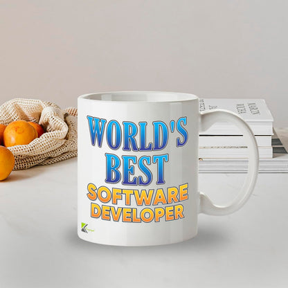 Kruzroyal DZ863 World's Best Software Developer Mug 11oz - White Ceramic Cup for Programmer, Coder, Engineer - Funny Birthday, Thank You Present