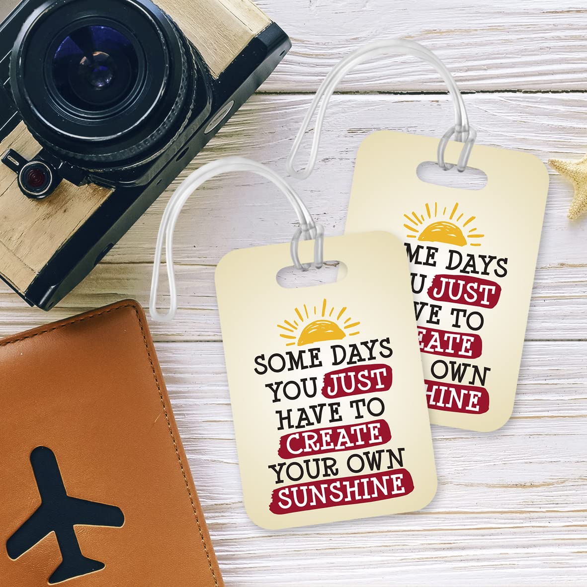 LT189 Some Days You Just Have to Create Your Own Sunshine Novelty Funny Unique Designer Gift Glossy Plastic Suitcase Luggage Tag