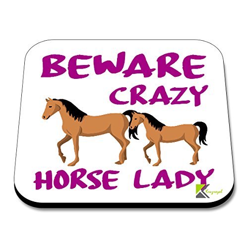 CS058 Beware Crazy Horse ladyNovelty Funny Coffee Tea Drink Gift Glossy MDF Wooden Coaster