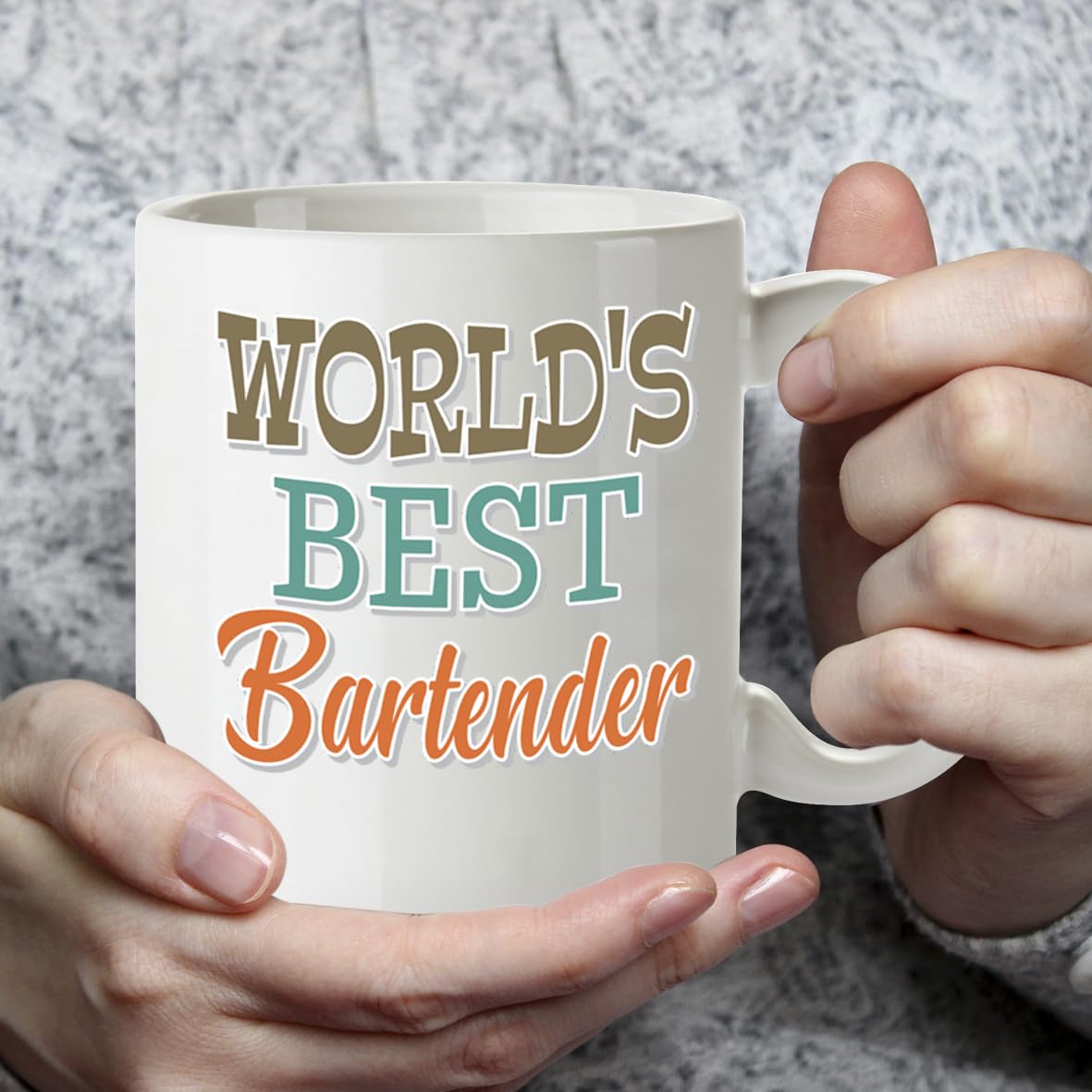 Kruzroyal DZ874 World's Best Bartender Mug 11oz - White Ceramic Cup for Barman, Mixologist - Funny Birthday, Leaving or Thank You Present