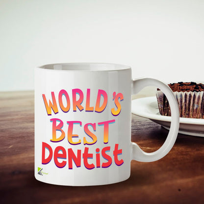 Kruzroyal DZ859 World's Best Dentist Mug 11oz - White Ceramic Cup for Hygienist, Dental Student - Funny Birthday, Graduation, Thank You Present