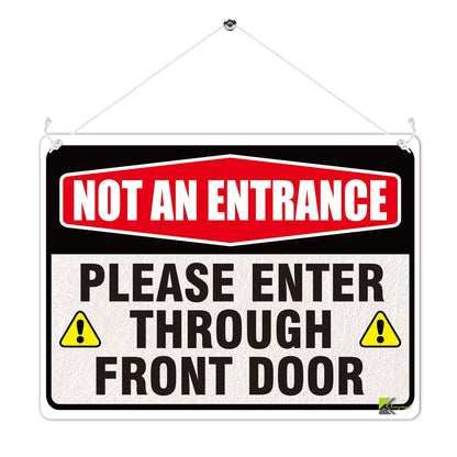 Kruzroyal MP403 Not An Entrance : Please enter through front door Funny Novelty Retro Vintage Metal Wall Sign Plaque 20cm x 15cm