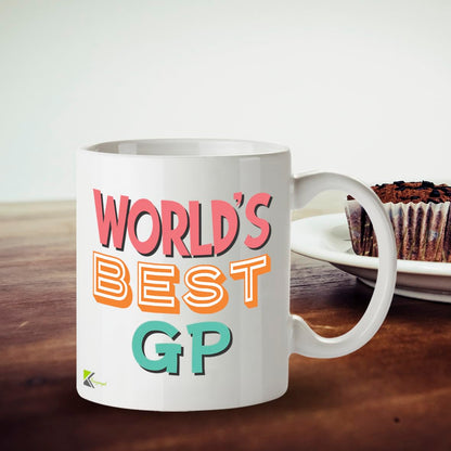 Kruzroyal DZ880 World's Best GP Mug 11oz - White Ceramic Cup for Doctor, Medical Professional - Thank You, Retirement, Birthday Present